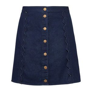 Draper James: Scallop A Line Denim Skirt (Size 6)